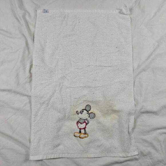 Vintage Walt Disney Mickey Mouse Retro White Cotton Hand Towel Embroidered - Picture 2 of 10